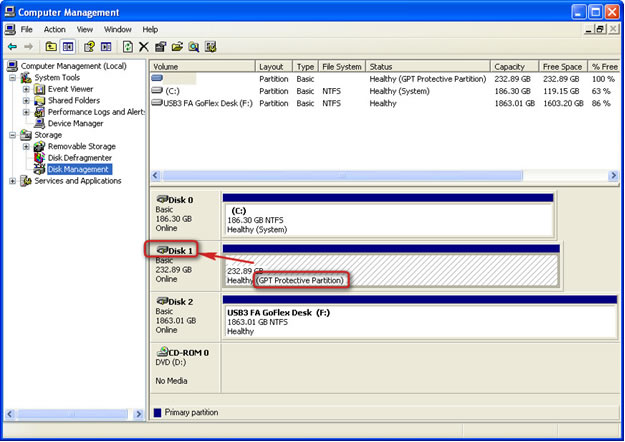 accéder à la partition de protection gpt