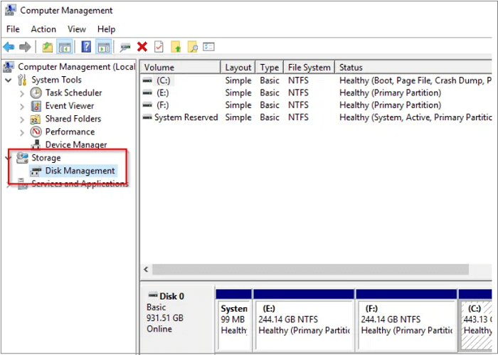 Choose Disk Management