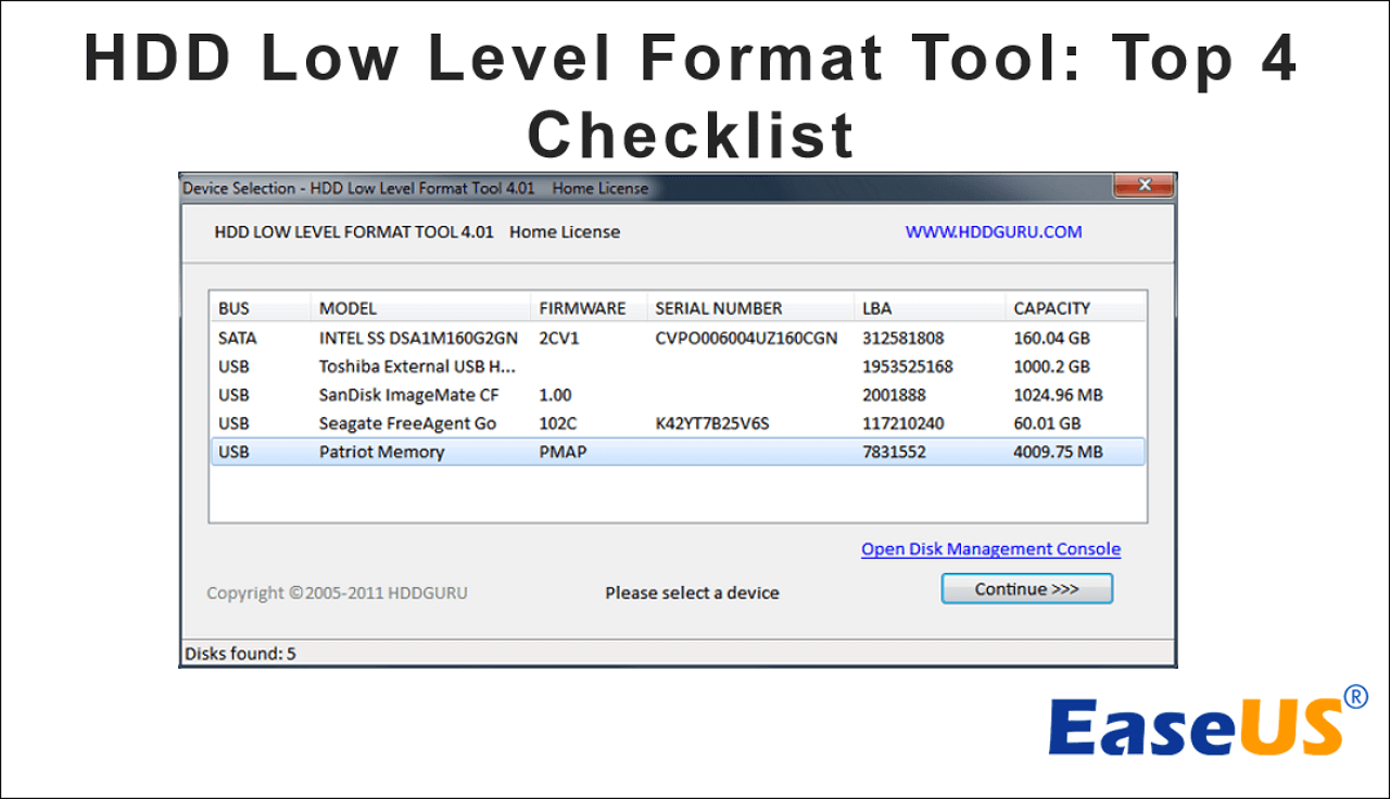 HDD Level Format Tool | Top 3 Checklist - EaseUS