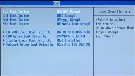 impostazioni del bios hp