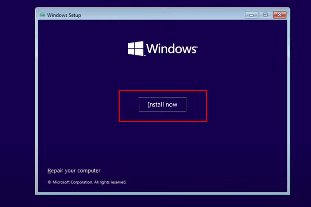 Select to Install Windows 11 from USB