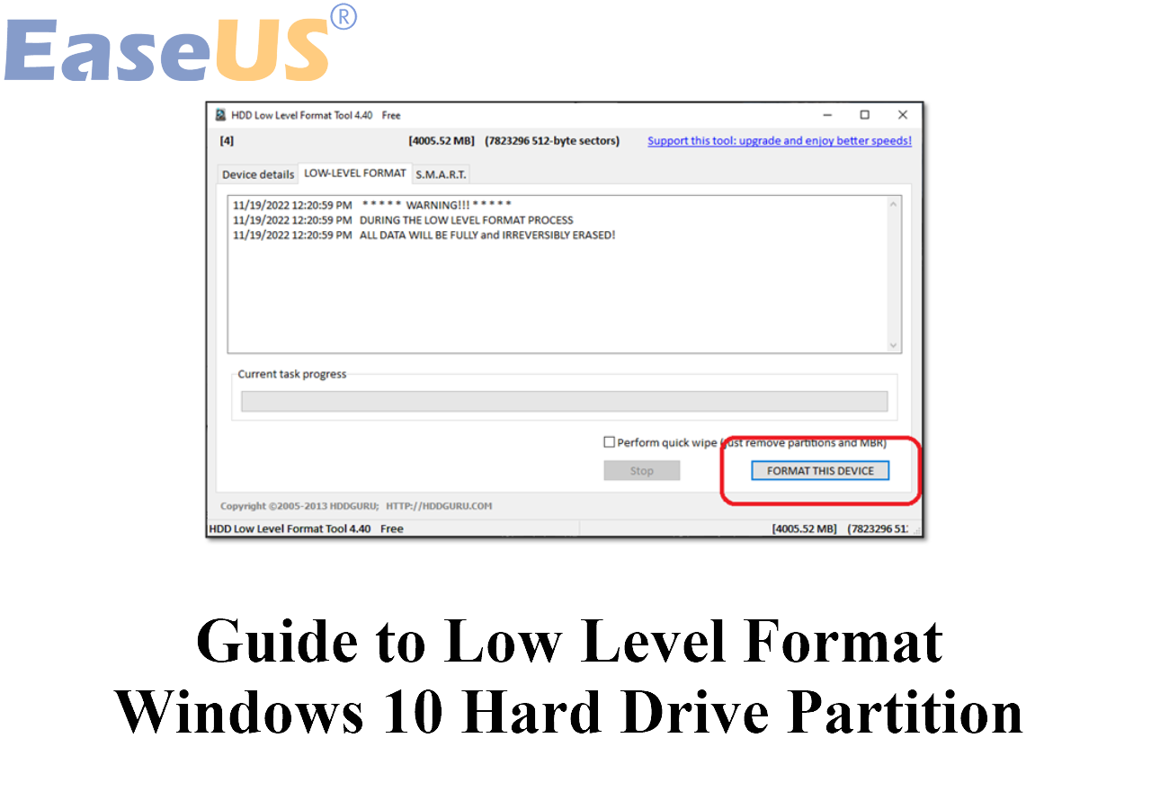usikre patient Medalje Guide to Low Level Format Windows 10 Hard Drive Partition [2023 Checklist]  - EaseUS