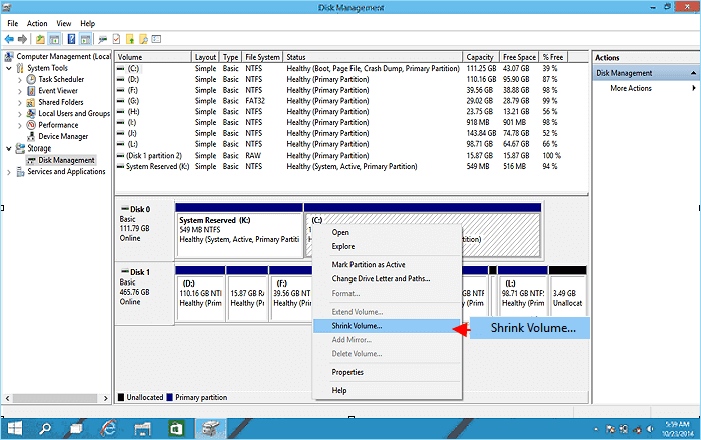 Partición de Windows 10