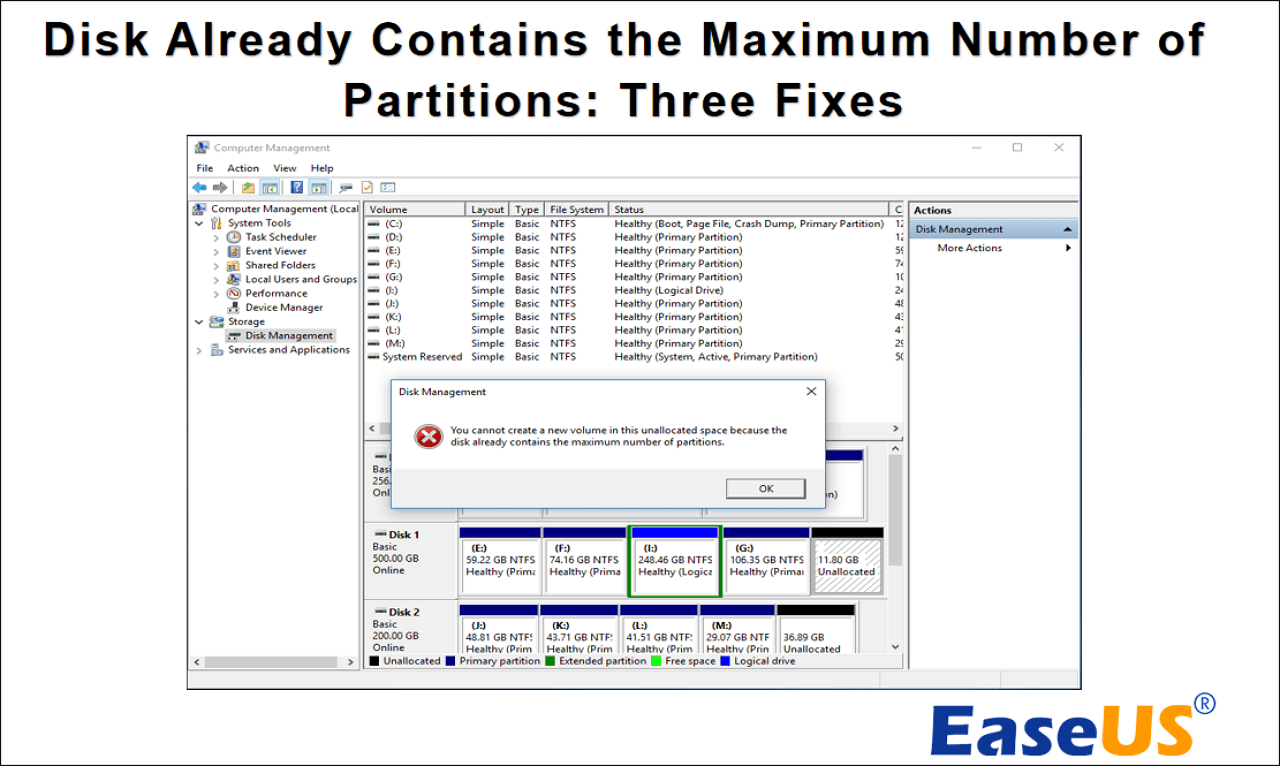 Fixed Disk Already Contains the Maximum Number of Partitions
