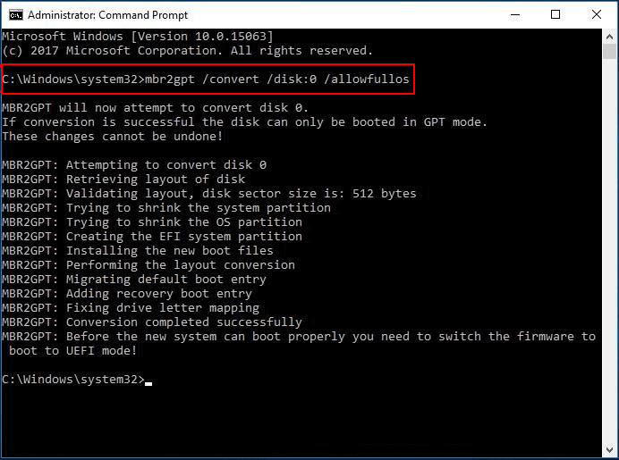 mbr2gpt convert mbr to gpt