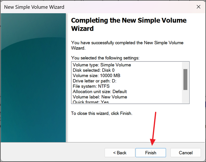 drücken Sie die Finish-Taste