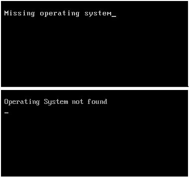 Computerfehler-Betriebssystem nicht gefunden