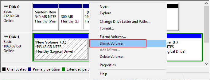 Shrink volume