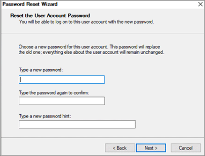 password reset wizard