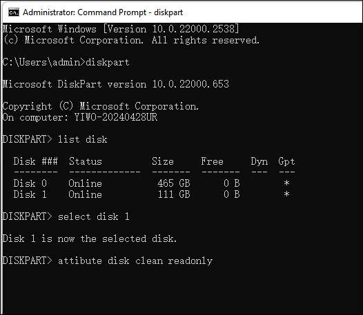 remover proteção contra gravação cmd