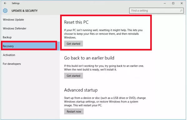 diesen PC zurücksetzen