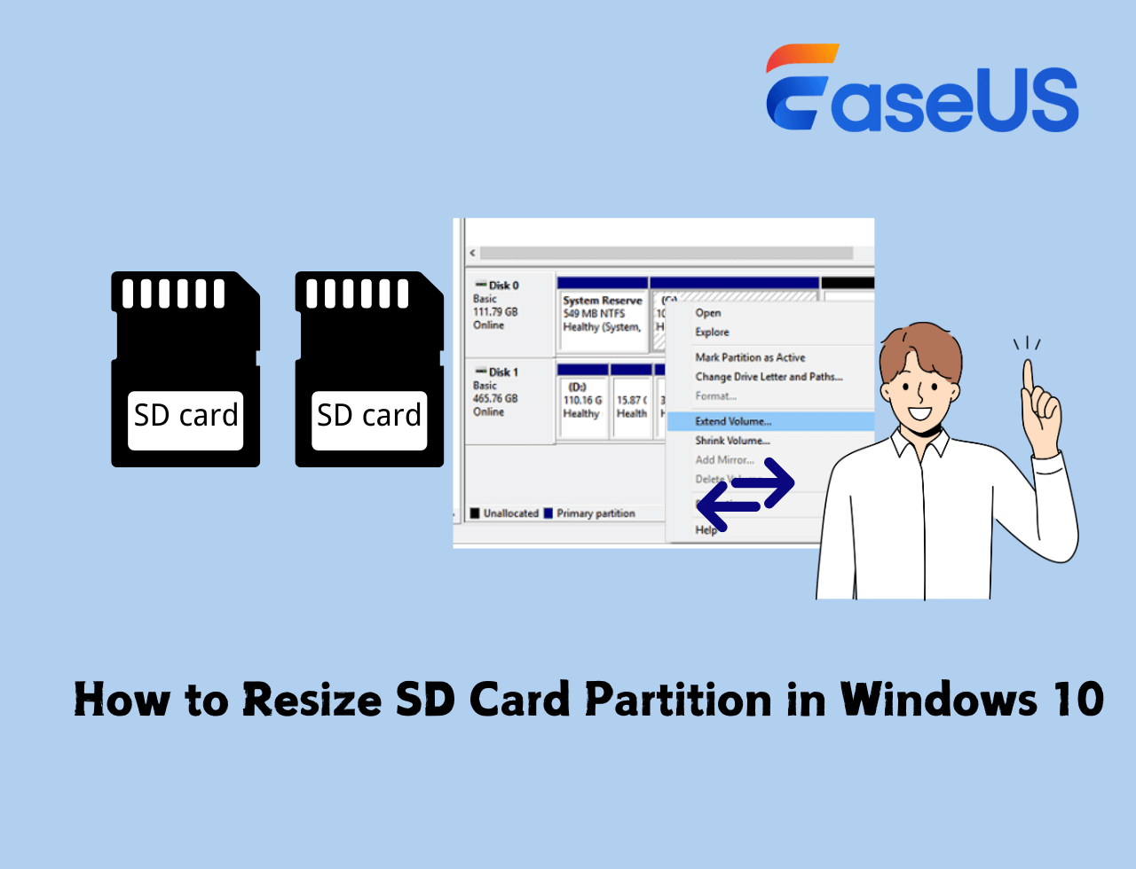 Resize SD Card Partition in Windows 10 Quick Ways