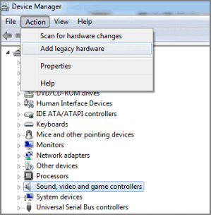 select the add legacy hardware option