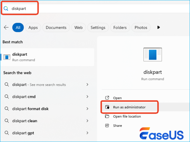 uruchom diskpart jako admin