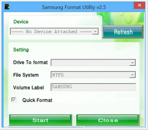 narzędzie do formatowania Samsunga
