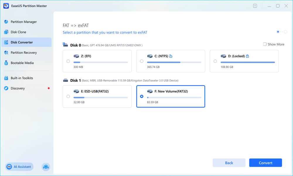 select the fat32 partition