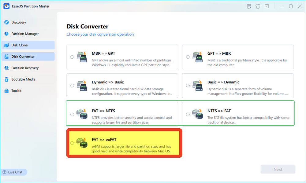 fat32 in exfat konvertieren