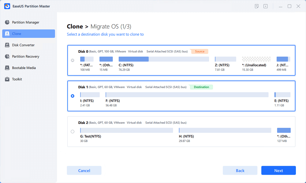 Velg Migrate OS