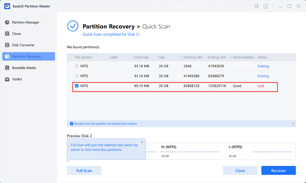 partition find and mount recover data