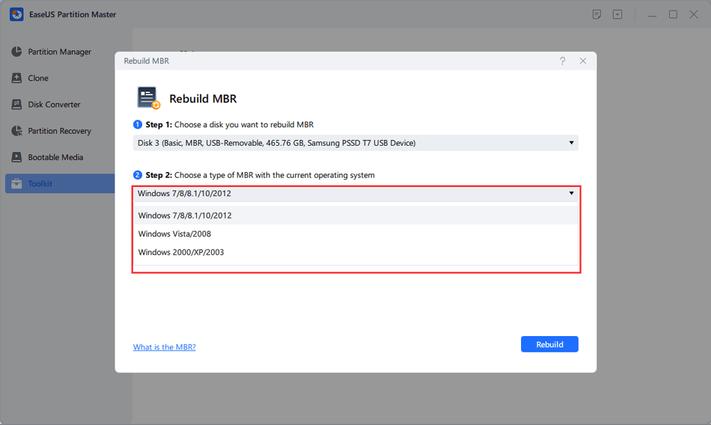 reconstruire le MBR