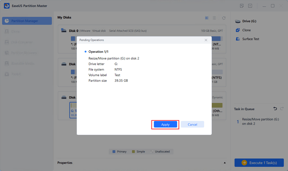 applicare le modifiche al volume