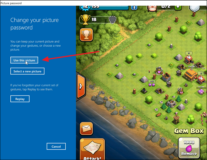 dieses Bild als Passwort verwenden
