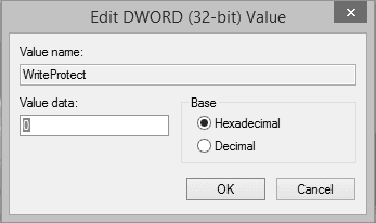 set value data to remove write protection usb
