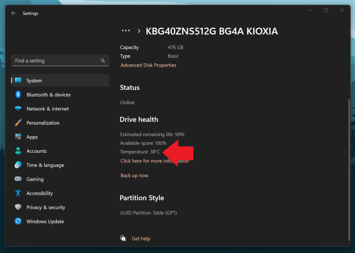 stato dell'unità di archiviazione