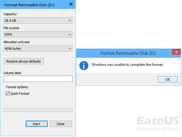 forsvar Far Wedge Windows Can't Format USB Drive? Fomat USB with 6+ Fixes [3-Min Solution] –  EaseUS