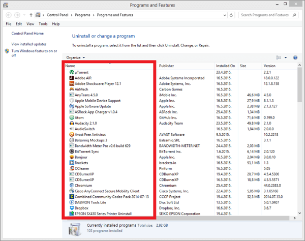 Programm ändern deinstallieren