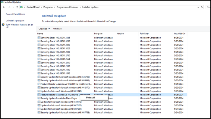 deinstallieren-windows-failure