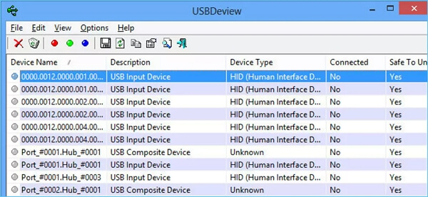 interfaccia usbdeview
