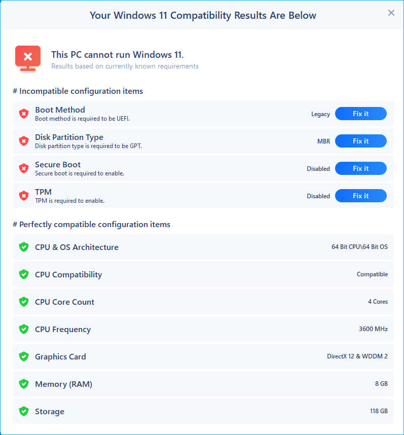 check windows 11 compatibility result