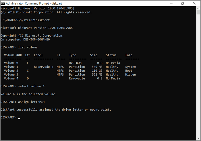 drive letter assignment command prompt