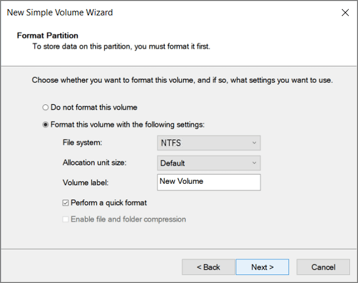 how to create a new volume and assign a drive letter