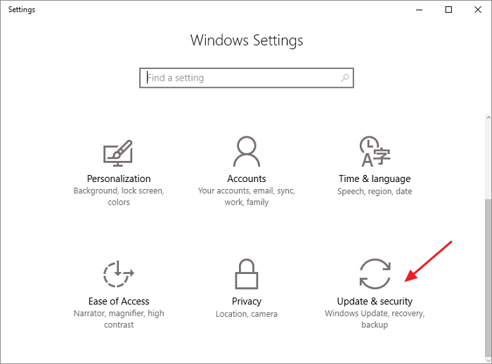 go to windows settings > update and security