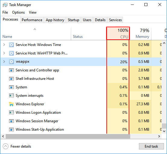 cpu at 100 windows 7