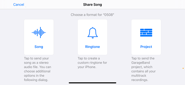 Export the song to ringtone