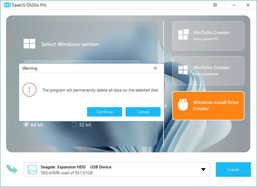 create Windows installation media step2