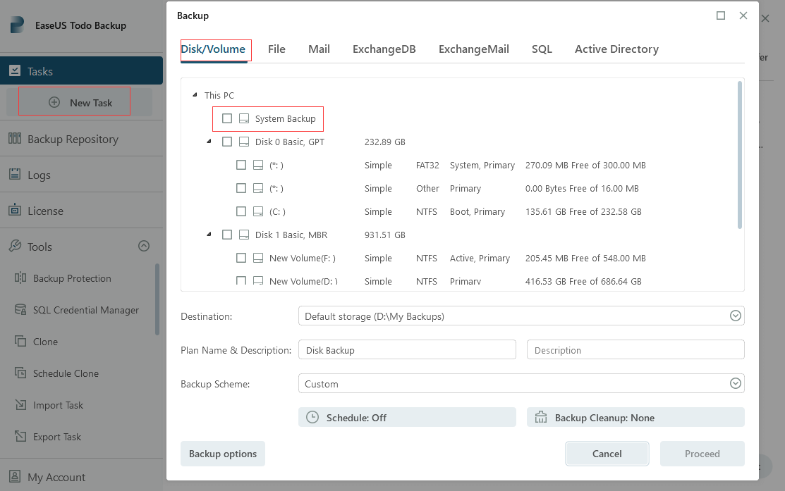 how to backup vmware new task disk backup