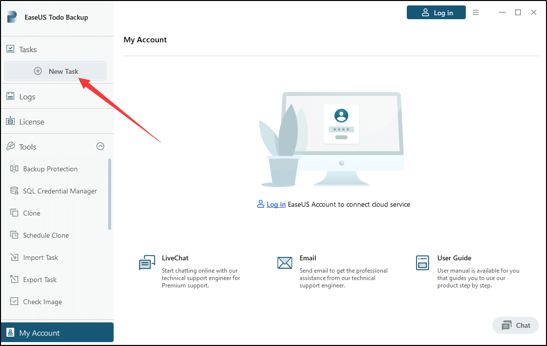 wybierz aktywny katalog do wykonania kopii zapasowej