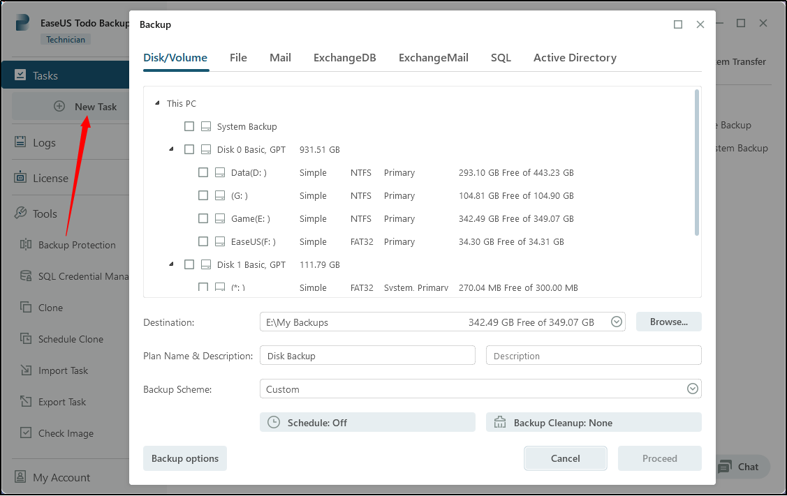 utwórz obraz zapasowy
