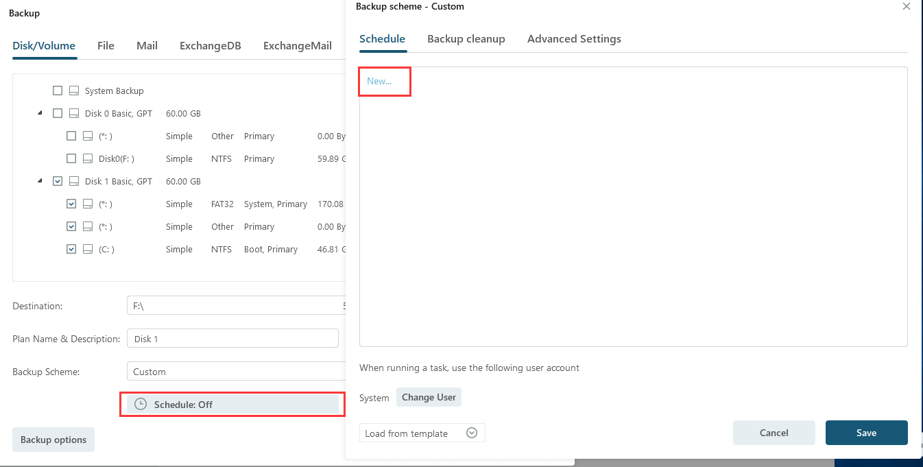 zadanie harmonogramu centrum zapasowego