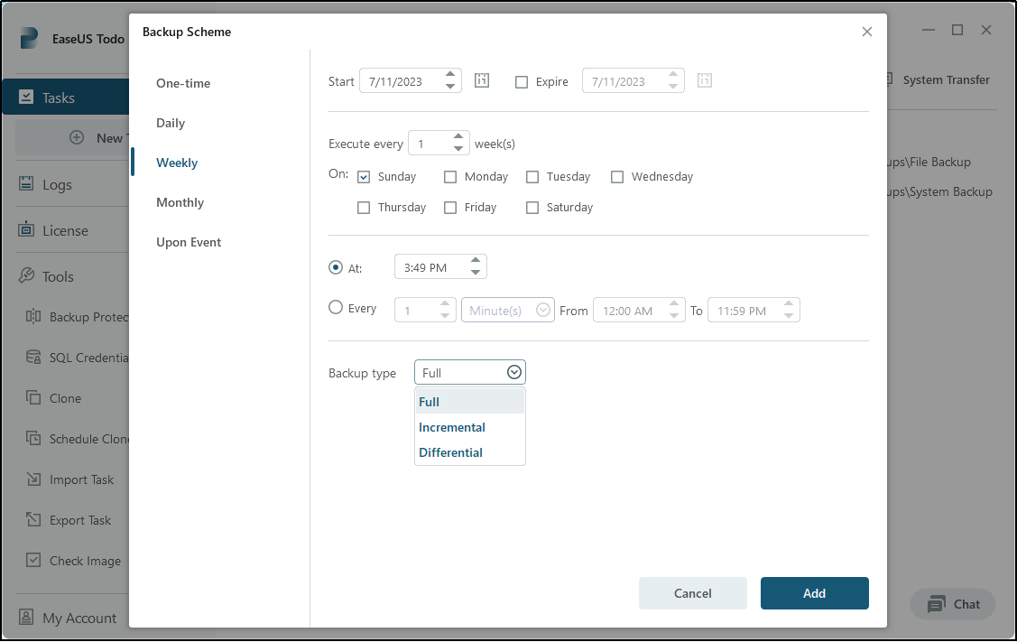 określ typy harmonogramów i metody tworzenia kopii zapasowych