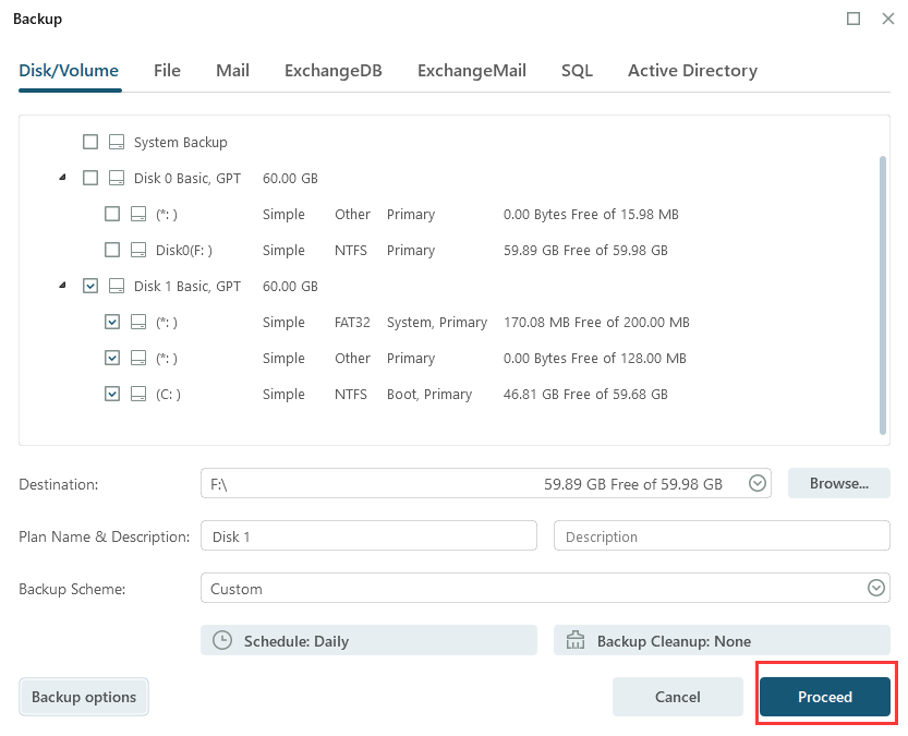 centrum kopii zapasowych kontynuuj zadanie tworzenia kopii zapasowej