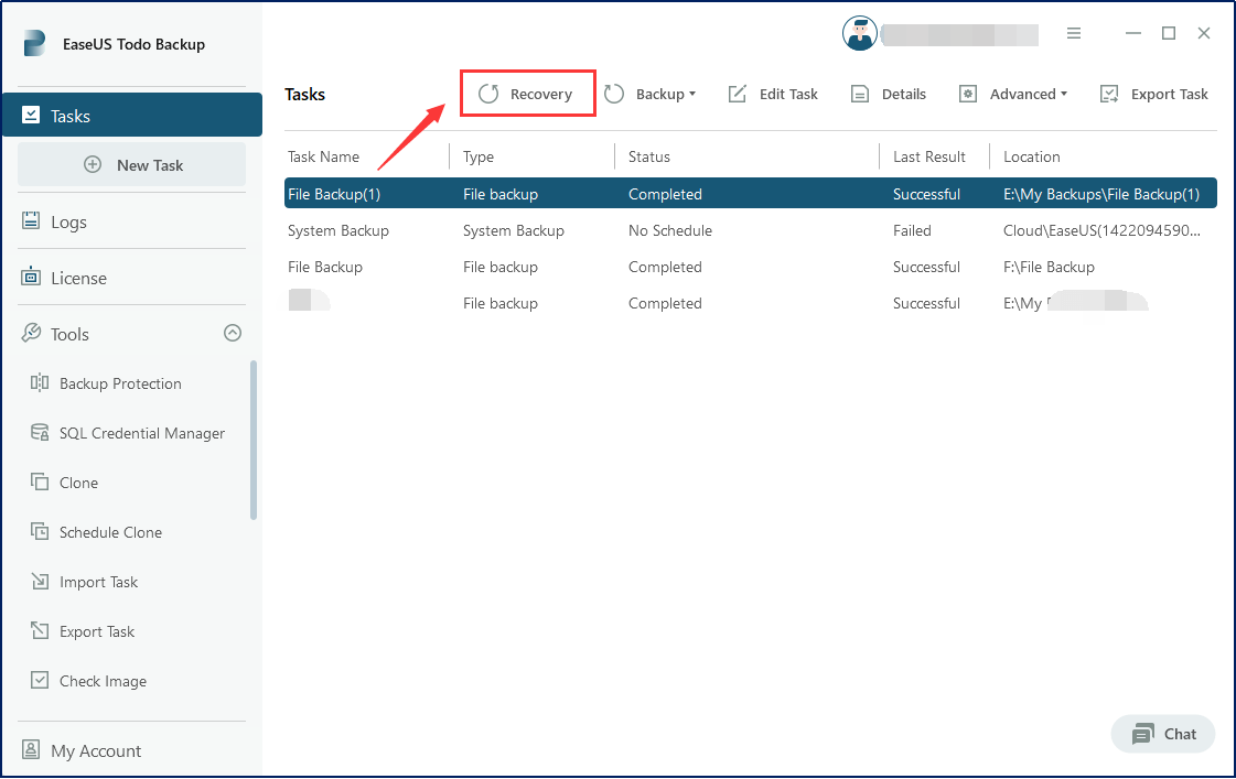 herstel de cloudback-up met gemak om eenvoudig een back-up te maken