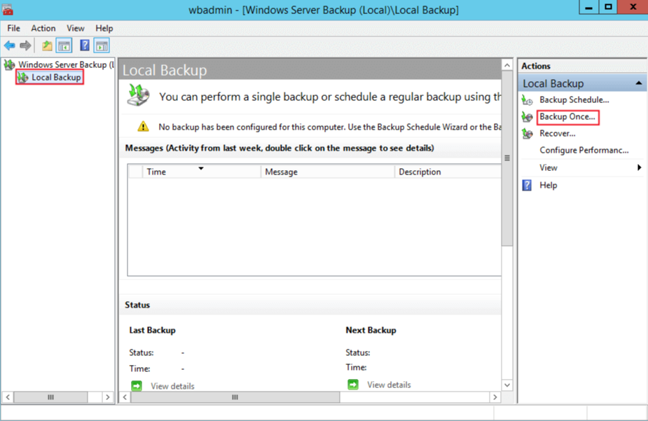 backup once in local backup