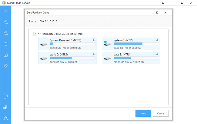 Clone disk with EaseUS Todo Backup