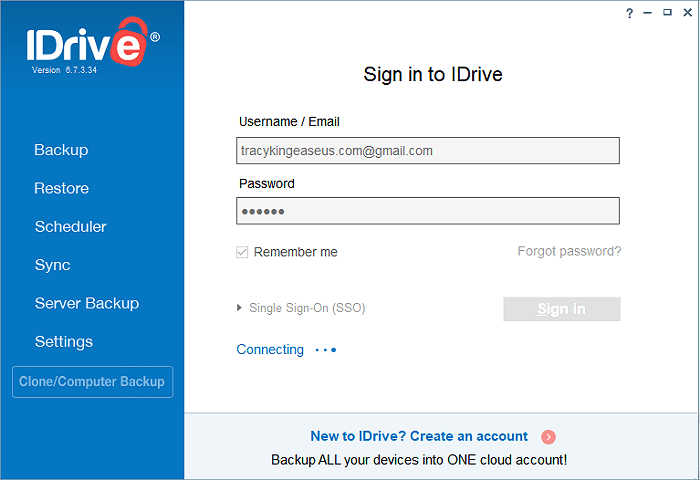 IDriveにサインイン