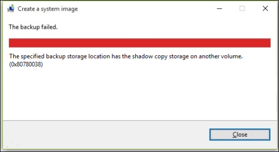 Błąd tworzenia kopii zapasowej nie powiódł się (0x80780119)